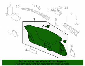 Lower Trunk Door Trim Acura MDX 14-20 Black