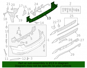 Audi A3 8V 15-20 4D Rear Bumper Reinforcement Rusty