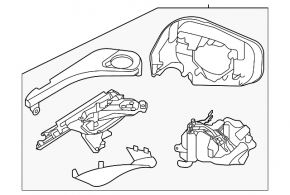 Right side mirror for Subaru Legacy 2023-2025, without mirror element, without cover, heated, with BSM, with memory