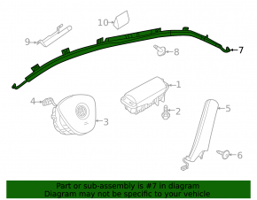 Left side curtain airbag for VW Jetta 19-24 that exploded