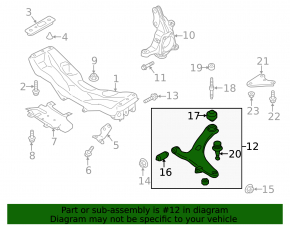 Lower control arm, front right, Subaru Forester 14-18 SJ, without ball joint