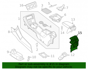 Center console trim with deflector VW Taos 22-25