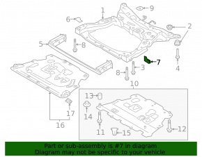 Left front subframe reinforcement bracket for Volvo XC60 20-26