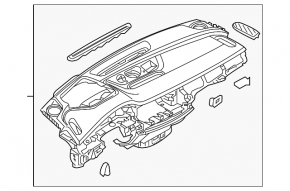 Torpedo front panel with AIRBAG Audi Q7 16-19 under projection, black-gray leather, rusty pyropatron