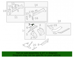 Subaru Crosstrek 18-23 front right rear fender bracket on side member