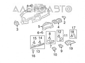 Left dashboard pocket trim Toyota Camry v40 gray