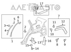 Rear fender molding upper left Toyota Rav4 19-