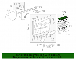 Front right window lift control trim for Lexus RX300 RX330 RX350 RX400h 04-08, gray, scratches