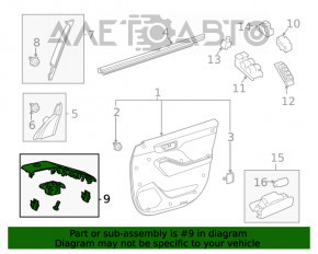 Front right window lift control trim Toyota Highlander 20- black