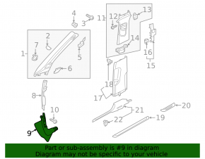 Front pillar trim lower right Audi A3 8V 15-20 4d, 5d, black