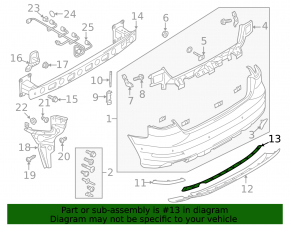 Rear bumper lip trim Audi A3 8V 15-16 S-line for 1 pipe