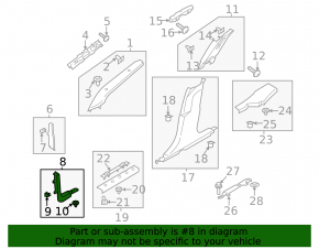 Front pillar trim lower left Lincoln MKZ 17-20 gray