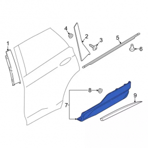 Door trim lower rear right Ford Edge 15-24 Sport, ST, ST-Line