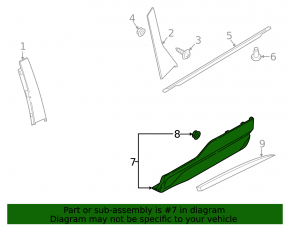 Door trim lower rear right Ford Edge 15-24 Sport, ST, ST-Line