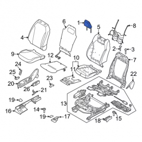 Ford Mustang Mach-E 21-25 passenger seat headrest, black leather