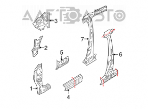 Roof pillar front left VW Jetta 11-14 USA