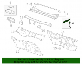 Right windshield wiper seal Chevrolet Malibu 13-15