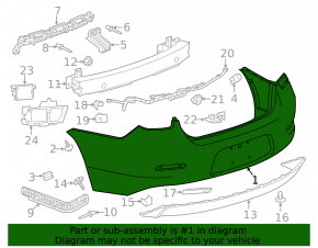 Rear bumper bare Chevrolet Malibu 13-15 graphite, dented, broken mount