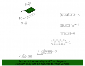 Number plate area for the trunk lid of the Audi A6 C7 12-18