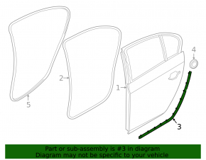 BMW 5 F10 11-16 rear left door seal lower