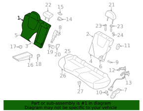 Subaru Forester 17-18 SJ right rear seat backrest, gray cloth with armrest, for cleaning