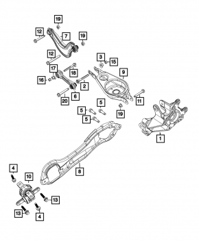 Rear left longitudinal control arm Chrysler Pacifica 17-