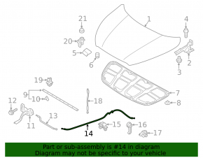Rear hood release cable Hyundai Elantra UD 11-16