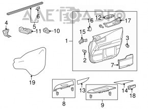 Front left window lift control Lexus RX350 RX450h 10-15 black, with auto folding mirrors