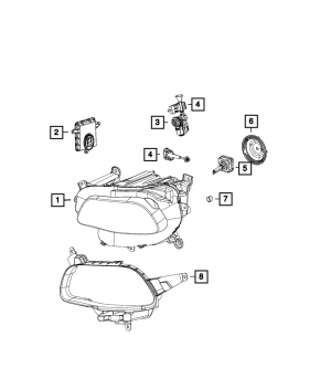 Main headlight frame left Jeep Cherokee KL 14-18 prerest