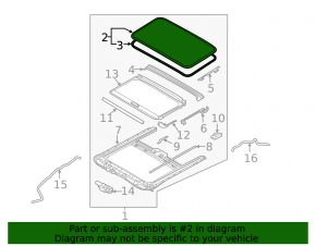 Sunroof glass Kia Forte 4d 14-18