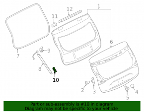Left tailgate shock absorber bracket for Nissan Murano z52 15-24 on the door, without electrics