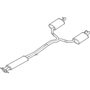 Exhaust line muffler assembly with barrels left right Ford Explorer 16-19 3.7