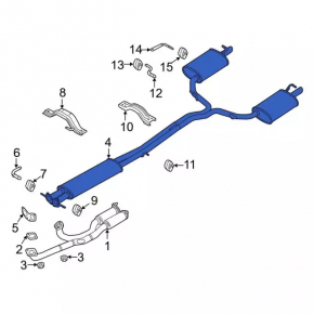 Exhaust line muffler assembly with barrels left right Ford Explorer 16-19 3.7