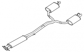 Exhaust line muffler assembly with barrels left right Ford Explorer 16-19 3.7