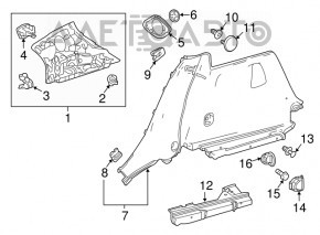 Upper right rear pillar trim Mercedes GLA 15-20 grey