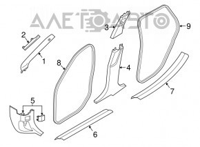 Lower right center pillar trim BMW X2 F39 18-23 black, scratch