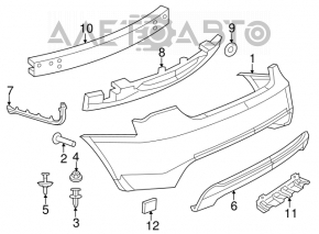 Chrysler 200 4d 11-14 rear bumper reinforcement rusty