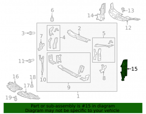 Left radiator deflector Toyota Camry v55 15-17 usa