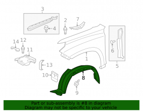 Front right fender liner for Lexus GX460 10-13 pre-restyling