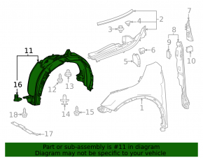 Front left fender liner for Lexus RX 23-26