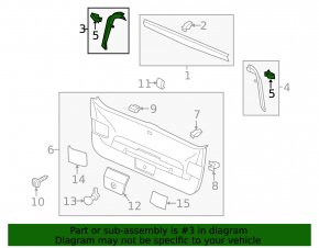 Trunk door trim right VW Golf 15-21 5d black