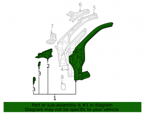 Front right quarter Toyota Highlander 01-07 without spout
