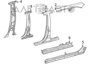 Body pillar central left Toyota Highlander 20-