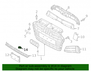 Right parking sensor mount in the radiator grille of the Audi A3 8V 17-20 matte, S-line