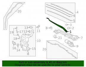 Right wiper arm for Mazda3 MPS 09-13