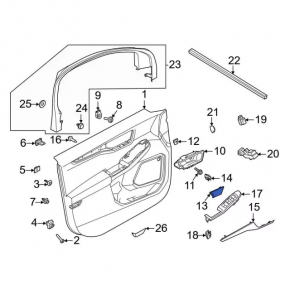 Ford Escape MK4 20-22 black front right inner door handle cap