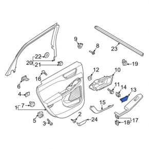 Ford Escape MK4 20-22 black front right inner door handle cap