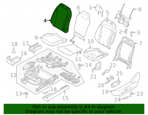 Ford Mustang Mach-E 21-25 black leather driver's seat upper trim