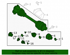Front left axle shaft for Porsche Cayenne 19-26 2.9T, 3.0T