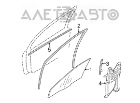 Front right door glass for Mitsubishi Galant 04-12
